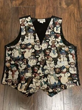 idea nuova womens vintage dress suit button up vest size large snowmen