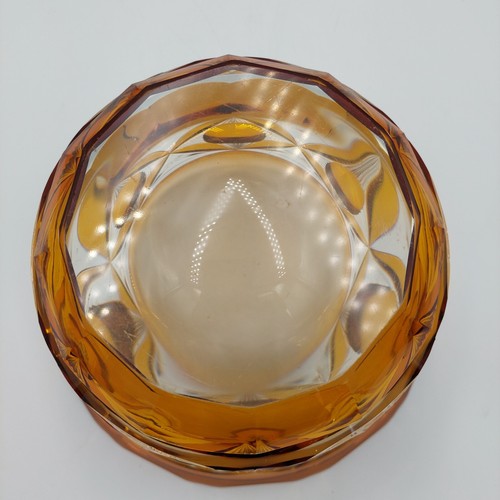Antique Bohemian Czech Glass Amber Cut to Clear Crystal Glass Bowl - Picture 8 of 8