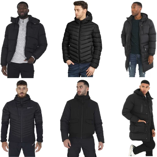 BRAVE SOUL MEN QUILTED HOODED JACKET PADDED BUBBLE PUFFER PUFFA WARM BOMBER COAT