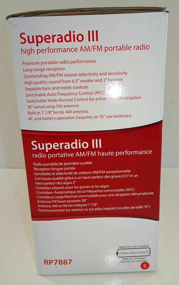 RCA SuperRadio III  RP7887  High Performance AM/FM Portable Radio    New in Box - Image 4 of 4