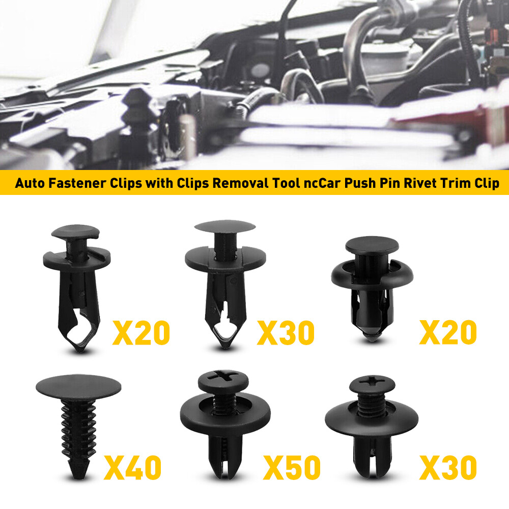 190-Piece Car Fastener Push Pin Rivet Clip Assortment - 6 Sizes, Universal Fit For Bumper & Fender