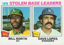 Bill North & Dave Lopes Stolen Base Leaders 1977 TOPPS Baseball Card #4