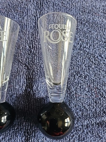 (SET OF 2) TEQUILA ROSE Liquor Shot Glasses w/ Black Ball Shaped Base - Picture 3 of 3