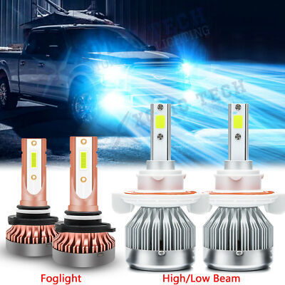 For Ford F-150 2004-2014 LED Headlight Hi/Lo + Fog Light Bulbs Combo 8000K 4pcs