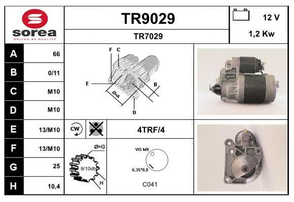 Démarreur SNRA TR9029 pour Renault Super 5 et R11 Société