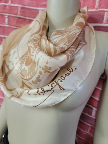 Schiaparelli Vintage Silk Scarf Designer 24" x 23" Hand rolle hem #CB1 - Picture 5 of 8