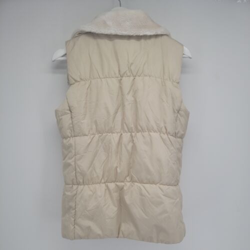 Womens Coldwater Creek Gold Puffer Vest Faux Fur Collar Size XS - Picture 2 of 11