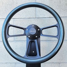 14 Billet Black Steering Wheel Gray Carbon Fiber Half Wrap Gmc Modern Horn 14 Billet Black Steering Wheel Gray Carbon Fiber Half Wrap Gmc Modern Horn