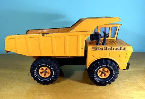 VINTAGE 1970s Mighty Tonka HYDRAULIC Dump Truck Yellow Orange Good CONDITION