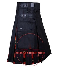 Scottish Handmade Wallace Tartan Hybrid Kilt Utility Kilt For Men Custom Size