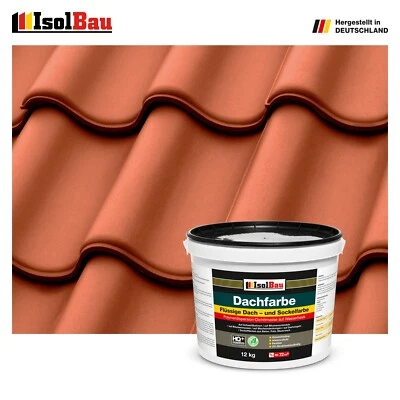ISOLBAU Dachfarbe Ziegelrot 12 kg Sockelfarbe Fassadenfarbe Dachbeschichtung RAL Farbe