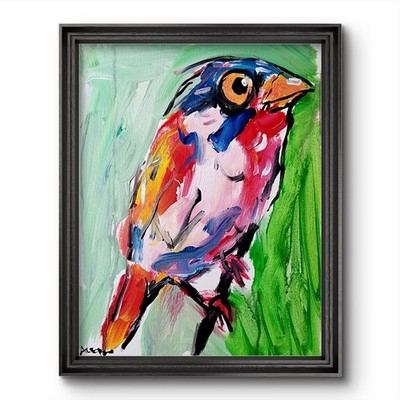 Aleph Original Art Bird 14x11 Abstract Expressionist Original Painting Canvas