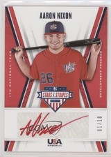 2019 Panini USA Baseball Stars & Stripes Red Ink 1/10 Aaron Nixon Auto uk2