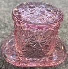 Fenton Pink Carnival Glass Top Hat Toothpick Holder Daisy & Button Pattern 2.5"