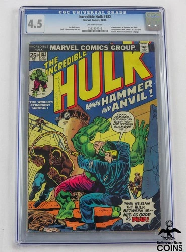 1974 Marvel Comics Incredible Hulk #182 CGC 4.5 Key Issue! Wolverine Pg. 1 Cameo