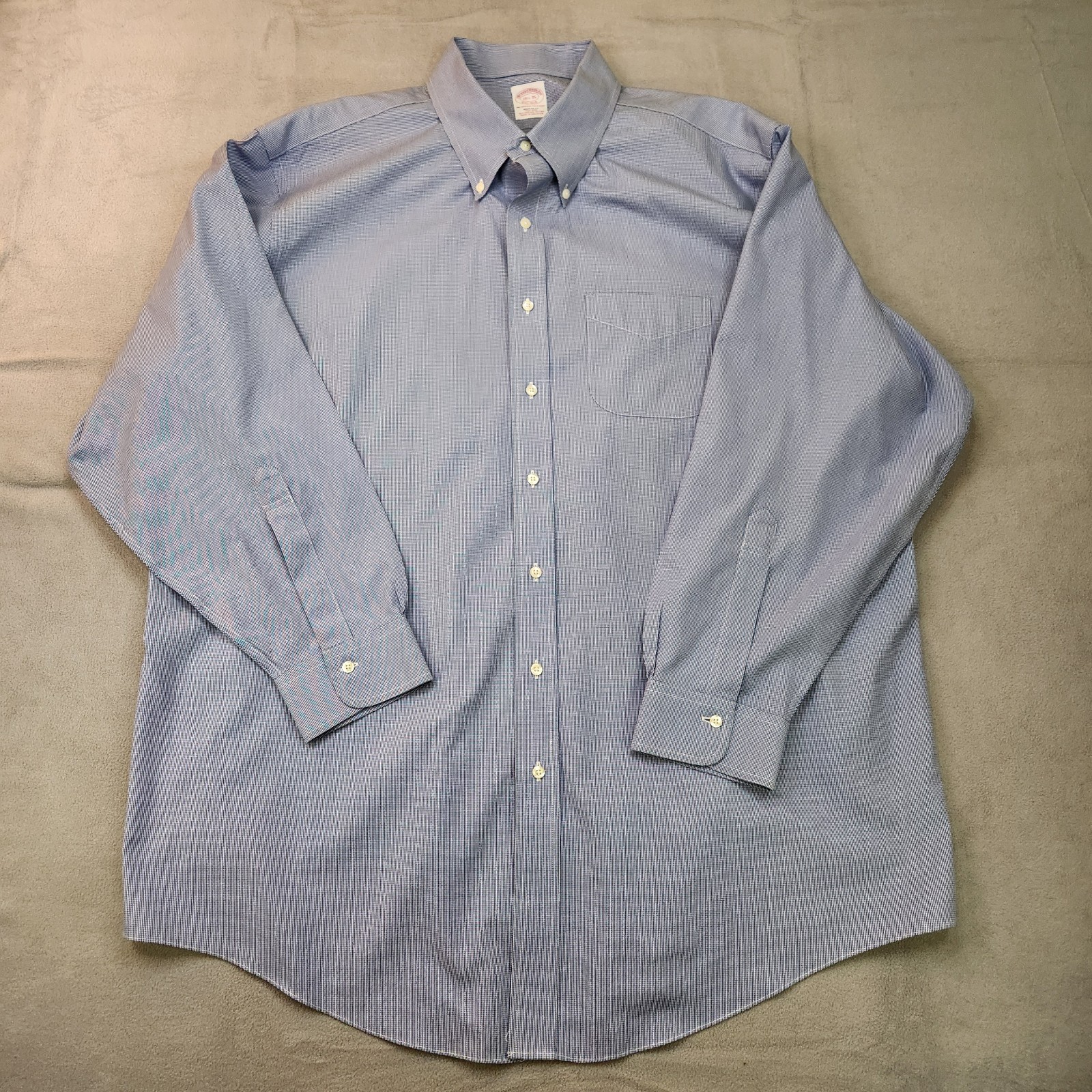 Brooks Brothers Blue Pinpoint Oxford Dress Shirt Men's 18.5-35 Micro Basketweave