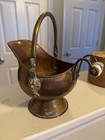 Vintage copper brass lion head fireplace coalbin pail — photo 4