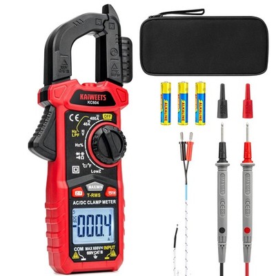 KAIWEETS Digital Clamp Meter Multimeter with D-Shaped Jaw for AC/DC Current &...