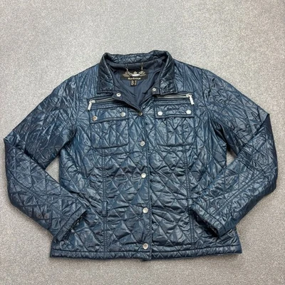 Veste Barbour femme bleu moyen matelassé campagne chasse tir champ dame - Photo 1/4