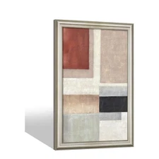Framed Abstract Wall Art Canvas Modern Neutral Textured Color Block Oil Painting