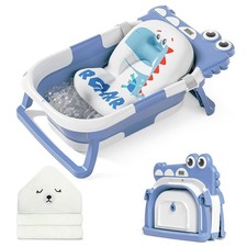 MoreFeel Collapsible Baby Bathtub for Newborn with Thermometer 1 BabyBlue