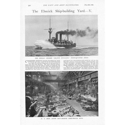 The Elswick Ship Building Yard Part V 2x Antique Prints 1898