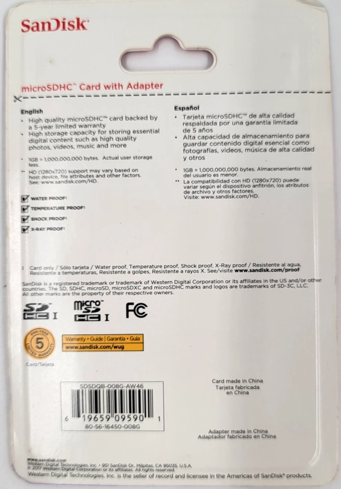 SanDisk MicroSDHC Card with Adapter 8gb SD Card Camera Video Dash Cam Lot of 2 - Image 4 of 4