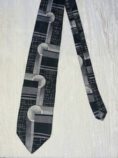 Vintage Italian Silk Men  s Tie by Como Collezione-Black and Gray