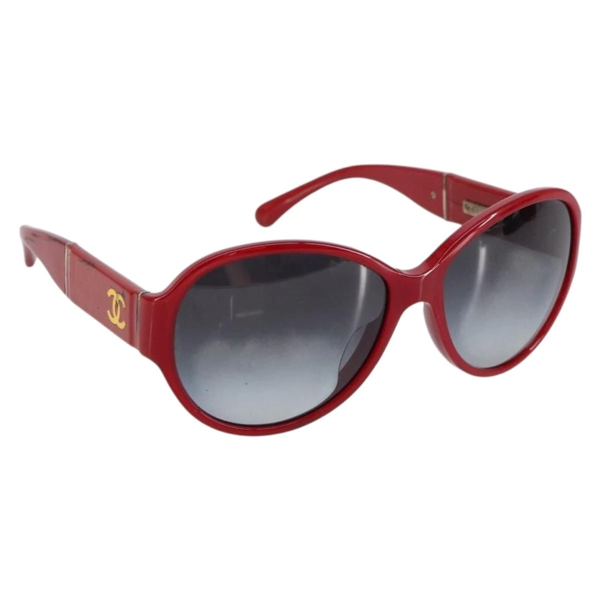 Auth CHANEL CC Logo Sunglasses Navy/Burgundy Plastic - e61907i CHANEL Red Plastic Frame Sunglasses for Women for sale | eBay main image 2