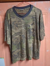 Vintage Single Stitch Realtree Hardwoods Camo Liberty Pocket T Shirt Large 