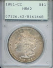 1881-CC Morgan Silver Dollar PCGS MS62 Carson City $1 Key Date
