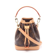 LOUIS VUITTON Nano Noe Monogram Handbag PVC Leather Brown 2-Way #RC1824