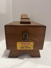 Vintage Kiwi Genuine Oak Shoe Server Shoe Shine Kit w/Some Accessories