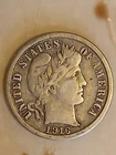 1916 S Silver Barber Dime Fine Condition Beautiful Coin