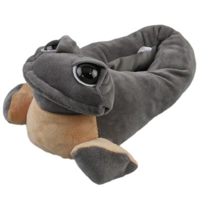 SAM's Tierhausschuhe Hausschuhe Frosch Grau Plüschig Warm Pantoffeln Slipper