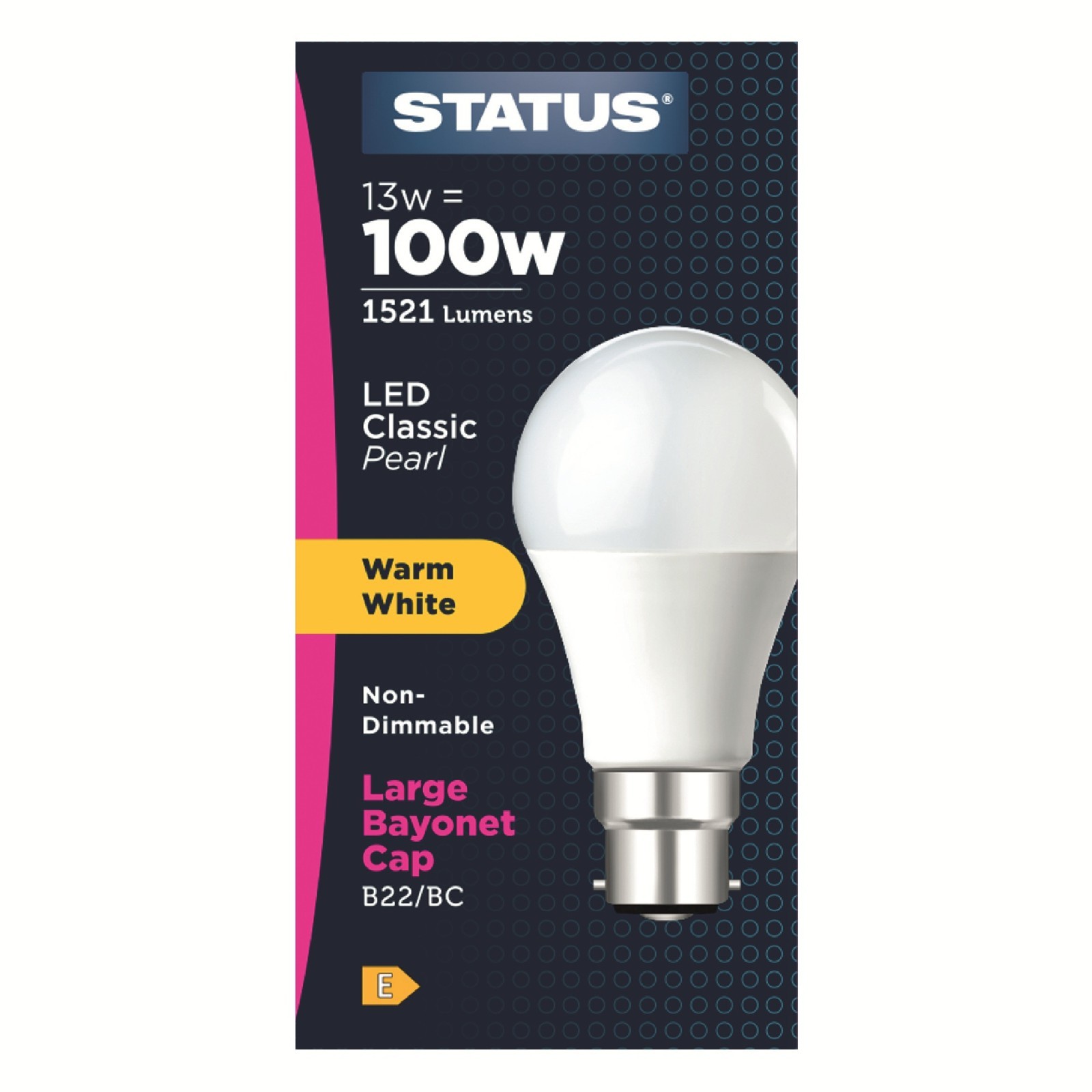 Status 13W (=100W) BC GLS Opal Warm White LED Light Bulb