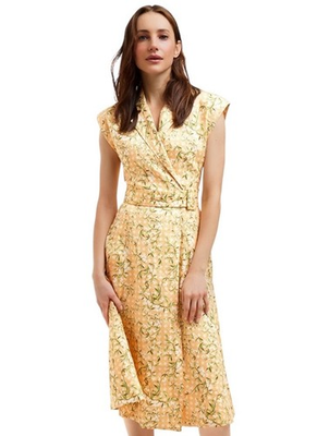 #ad #ad Draper James Womens Dress Addison 12 Yellow Floral Linen Midi $28.04