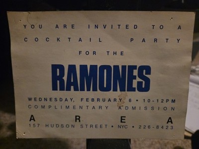 The Ramones Private Party Invite For AREA Nightclub, 02/06/85 RARE punk Misfits