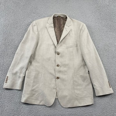 Brooks Brothers Blazer Mens 48L Beige Regent Fit Vitale Barberis Canonico Wool