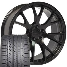 22 Rims Tires Fit Dodge Ram Hellcat Satin Black Wheels Gy Tires