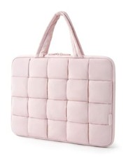 15.6 Inch Laptop Case, Lightweight Puffy Laptop Sleeve with 15-16 inch Pink