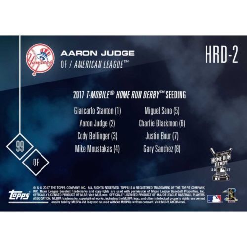 Yankees Topps Now Aaron Judge RC Rookie HR Derby Champion + Tarjeta BONUS CHAMP SP - Imagen 2 de 3