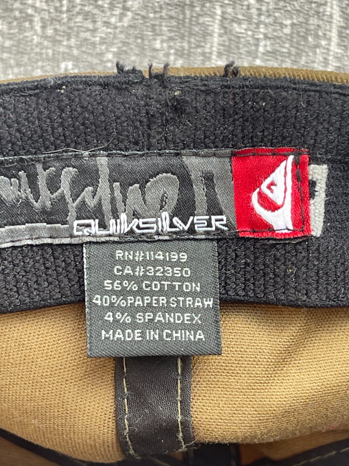 Quicksilver Hat Cap Men's Brown Straw Checkerboard Fitted Flex Fit