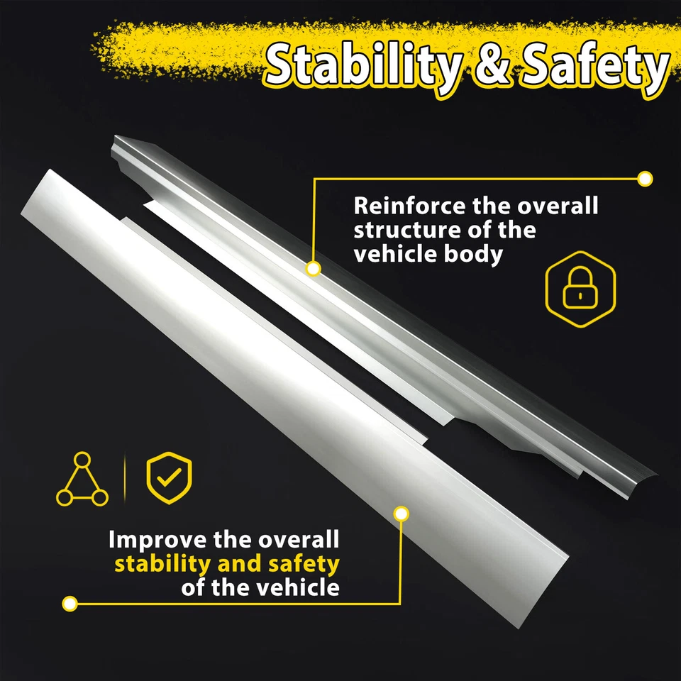 Left & Right Side Slip-On Rocker Panel For Chevy GMC Express Savana Van 1996-18 - Image 3 of 4