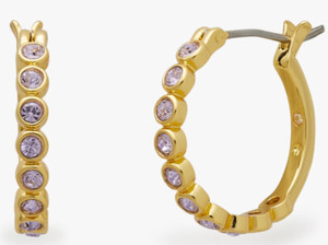 Authentic Kate Spade Gold Plated Full Circle Huggies Earrings KF560 NWT Light Amethyst