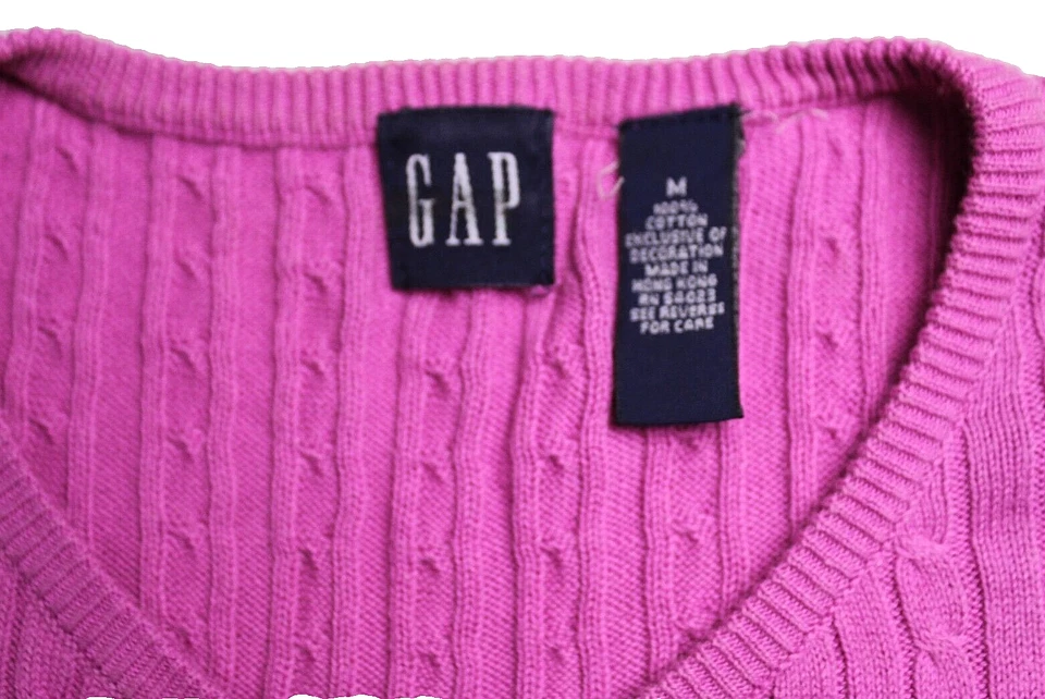 GAP CARDIGAN SUÉTER Damas Talla M Rosa Frambuesa Manga Larga Cable Tejido Algodón Foto 3 de 4