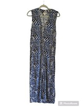 H&M Sleeveless Maxi Dress Blue Leaf Pattern Lightweight Casual Women's Size 2