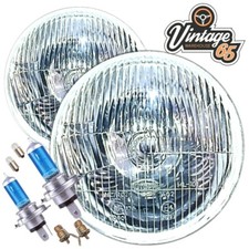 MINI CLASSIC 7" HEADLIGHT XENON HALOGEN CONVERSION RHD DOMED LENS H4 BULBS PILOT