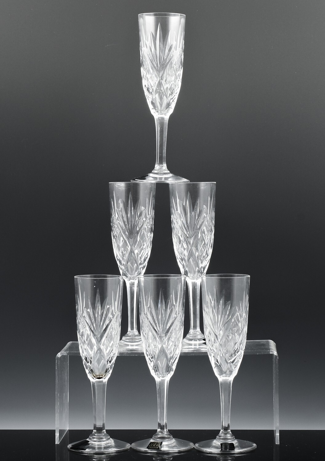 Vintage 1950s St Louis Chantilly Crystal Fluted Champagne Flute Glass