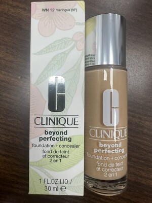 NEW Clinique Beyond Perfecting Foundation+Concealer WN 12 meringue (VF) 1 Oz
